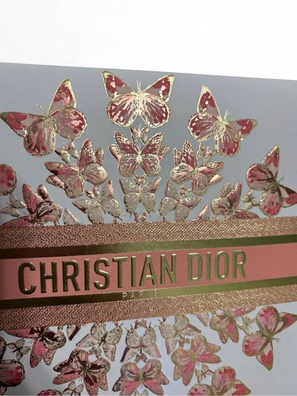 Dior Exclusive Coral and Gold Butterfly Gift Paper Box